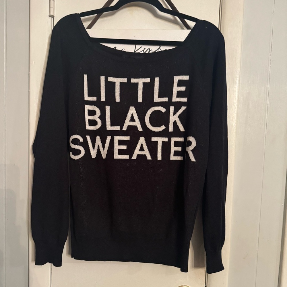 Love Black Crew Neck Sweater with Relaxed Fit